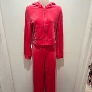 Juicy Couture Pink Party Velour Tracksuit - Size Small